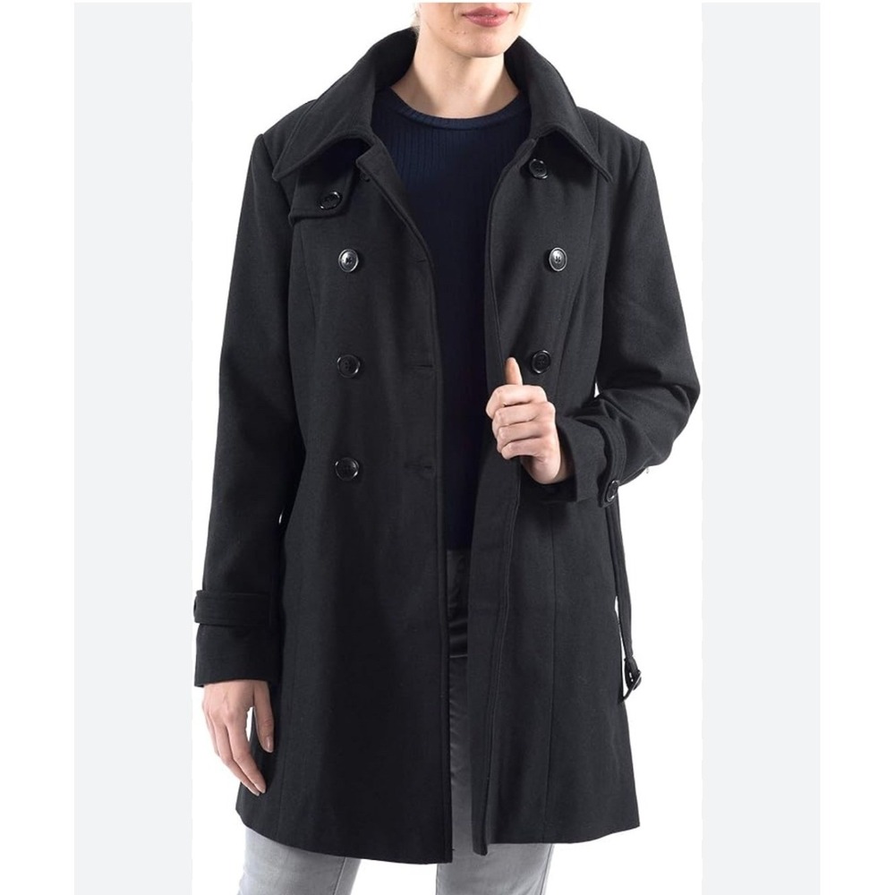 Giacca Gallery Company Black Double Breasted Wool Blend Coat Women's Size Medium